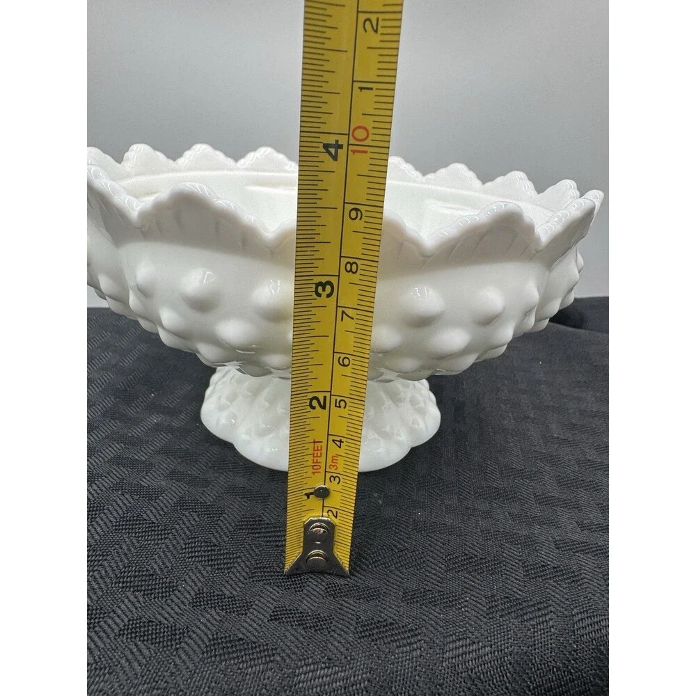 Fenton Multi Candle Holder Bowl White Milk Glass Hobnail Centerpiece Vintage